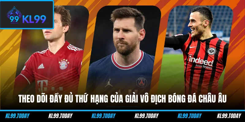 Theo dõi đầy đủ thứ hạng của giải vô địch bóng đá Châu Âu